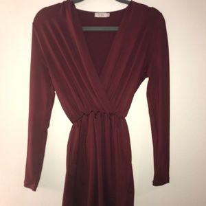Maroon Long Sleeve Dress
